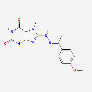 8-[(2E)-2-[1-(4-methoxyphenyl)ethylidene]hydrazinyl]-3,7-dimethylpurine-2,6-dione