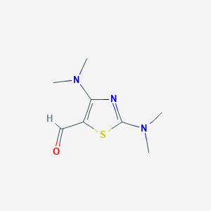 molecular formula C8H13N3OS B1376144 2,4-Bis(dimethylamino)-1,3-thiazole-5-carbaldehyde CAS No. 1417172-00-9