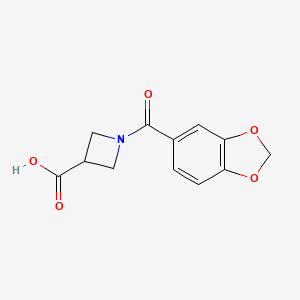 molecular formula C12H11NO5 B1376162 1-(1,3-Benzodioxol-5-ylcarbonyl)azetidine-3-carboxylic acid CAS No. 1350989-18-2