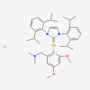 molecular formula C38H52ClN3O2Pd-2 B13761924 Chloro[[1,3-bis(2,6-diisopropylphenyl)imidazol-2-ylidene](N,N-dimethyl-3,5-dimethoxybenzylamine)palladium(II)] 