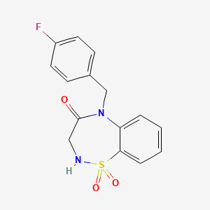molecular formula C15H13FN2O3S B1376204 5-(4-fluorobenzyl)-2,3-dihydro-1,2,5-benzothiadiazepin-4(5H)-one 1,1-dioxide CAS No. 1355206-23-3