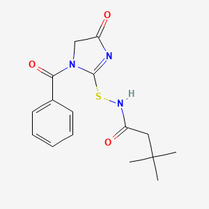 N-[(3-benzoyl-5-oxo-4H-imidazol-2-yl)sulfanyl]-3,3-dimethylbutanamide