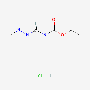 Carbamic acid, (aminoiminomethyl)methyl-, dimethyl deriv., ethyl ester, monohydrochloride