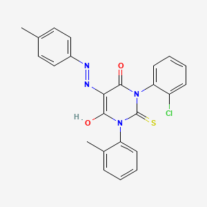 3-(2-Chlorophenyl)-6-hydroxy-1-(2-methylphenyl)-5-[(4-methylphenyl)diazenyl]-2-sulfanylidenepyrimidin-4-one