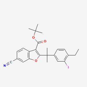 molecular formula C25H26INO3 B1376270 tert-Butyl 6-cyano-2-(2-(4-ethyl-3-iodophenyl)propan-2-yl)benzofuran-3-carboxylate CAS No. 1256585-29-1