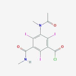 molecular formula C12H10ClI3N2O3 B13762872 2,4,6-Triiodo-3-(methylacetamido)-5-((methylamino)carbonyl)benzoylchloride CAS No. 58763-17-0