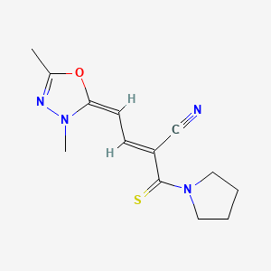 1-[2-Cyano-4-(3,5-dimethyl-1,3,4-oxadiazol-2(3H)-ylidene)-1-thioxobut-2-enyl]pyrrolidine