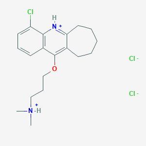 molecular formula C19H27Cl3N2O B13762928 6H-Cyclohepta(b)quinoline, 4-chloro-11-(3-(dimethylamino)propoxy)-7,8,9,10-tetrahydro-, dihydrochloride CAS No. 5546-63-4