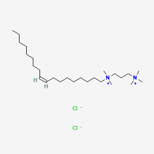 molecular formula C26H56Cl2N2 B13762940 (Z)-N,N,N,N',N'-Pentamethyl-N'-octadec-9-enyl-N,N'-propane-1,3-diyldiammonium dichloride CAS No. 68310-73-6