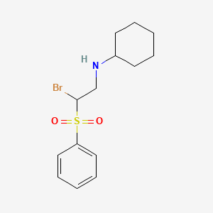 molecular formula C14H20BrNO2S B13762958 (2-Benzenesulfonyl-2-bromo-ethyl)-cyclohexyl-amine CAS No. 65210-99-3