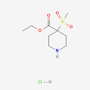 molecular formula C9H18ClNO4S B1376299 Ethyl 4-methanesulfonylpiperidine-4-carboxylate hydrochloride CAS No. 1372548-29-2