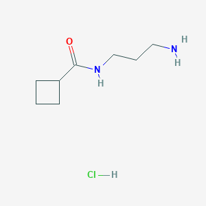 molecular formula C8H17ClN2O B1376300 N-(3-aminopropyl)cyclobutanecarboxamide hydrochloride CAS No. 1243268-68-9