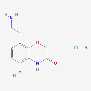 molecular formula C10H13ClN2O3 B1376302 8-(2-Aminoethyl)-5-hydroxy-2H-benzo[b][1,4]oxazin-3(4H)-one hydrochloride CAS No. 1035229-35-6