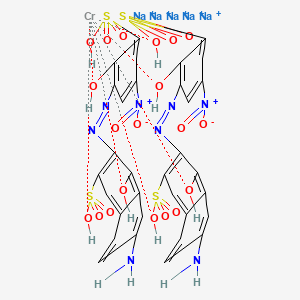 molecular formula C32H24CrN8Na5O20S4+5 B13763060 Pentasodium bis(6-amino-4-hydroxy-3-((2-hydroxy-5-nitro-3-sulphophenyl)azo)naphthalene-2-sulphonato(4-))chromate(5-) CAS No. 72765-46-9