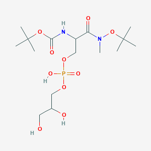 molecular formula C16H33N2O10P B13763074 tert-butyl N-[3-[2,3-dihydroxypropoxy(hydroxy)phosphoryl]oxy-1-[methyl-[(2-methylpropan-2-yl)oxy]amino]-1-oxopropan-2-yl]carbamate 