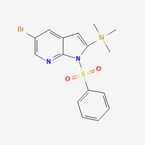 molecular formula C16H17BrN2O2SSi B1376343 5-溴-1-(苯磺酰基)-2-(三甲基甲硅烷基)-1H-吡咯并[2,3-b]吡啶 CAS No. 1305324-90-6