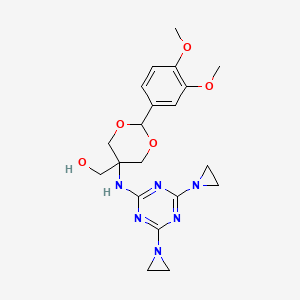 2-(3,4-Dimethoxyphenyl)-5-(4,6-diaziridinyl-2-s-triazinylamino)-m-dioxane-5-methanol