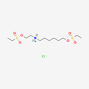 molecular formula C12H28ClNO6S2 B13763629 6-((2-Hydroxyethyl)amino)-1-hexanol diethanesulfonate hydrochloride CAS No. 61556-92-1