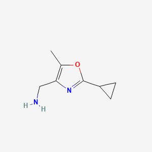 molecular formula C8H12N2O B1376400 4-恶唑甲胺，2-环丙基-5-甲基- CAS No. 1335301-43-3