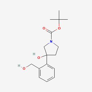 molecular formula C16H23NO4 B1376435 Tert-butyl 3-hydroxy-3-[2-(hydroxymethyl)phenyl]pyrrolidine-1-carboxylate CAS No. 1047656-19-8