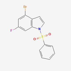 molecular formula C14H9BrFNO2S B1376447 1-(benzenesulfonyl)-4-bromo-6-fluoro-1H-indole CAS No. 1001394-95-1