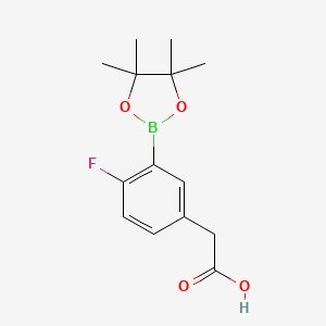 molecular formula C14H18BFO4 B1376508 2-(4-Fluoro-3-(4,4,5,5-tetramethyl-1,3,2-dioxaborolan-2-yl)phenyl)acetic acid CAS No. 1255945-85-7