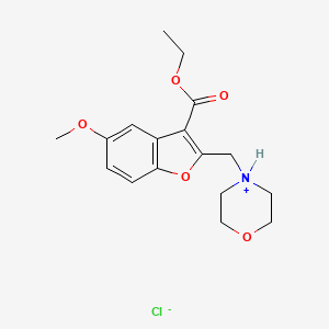 molecular formula C17H22ClNO5 B13765109 5-Methoxy-2-(morpholinomethyl)-3-benzofurancarboxylic acid ethyl ester hydrochloride CAS No. 56879-61-9