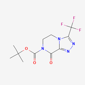 molecular formula C11H13F3N4O3 B1376511 Tert-butyl 8-oxo-3-(trifluoromethyl)-5,6-dihydro-[1,2,4]triazolo[4,3-a]pyrazine-7-carboxylate CAS No. 877402-44-3