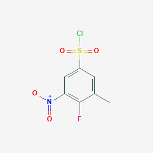 molecular formula C7H5ClFNO4S B1376553 4-Fluoro-3-methyl-5-nitrobenzene-1-sulfonyl chloride CAS No. 1423031-66-6