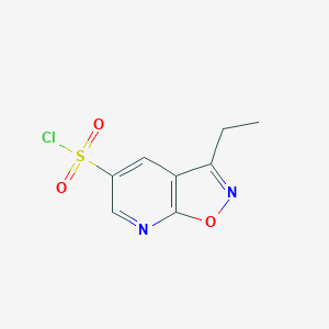 molecular formula C8H7ClN2O3S B1376573 Cloruro de 3-etil-[1,2]oxazolo[5,4-b]piridina-5-sulfonilo CAS No. 1423026-68-9