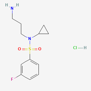 molecular formula C12H18ClFN2O2S B1376580 N-(3-aminopropyl)-N-cyclopropyl-3-fluorobenzene-1-sulfonamide hydrochloride CAS No. 1423027-95-5