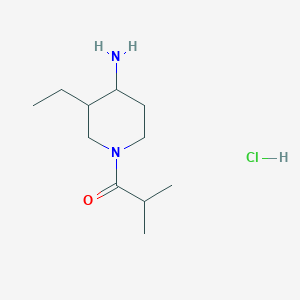 molecular formula C11H23ClN2O B1376592 1-(4-氨基-3-乙基哌啶-1-基)-2-甲基丙酮盐酸盐 CAS No. 1423029-22-4