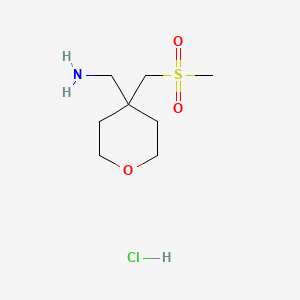 molecular formula C8H18ClNO3S B1376599 [4-(Methanesulfonylmethyl)oxan-4-yl]methanamine hydrochloride CAS No. 1423031-85-9