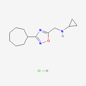 N-[(3-cycloheptyl-1,2,4-oxadiazol-5-yl)methyl]cyclopropanamine hydrochloride