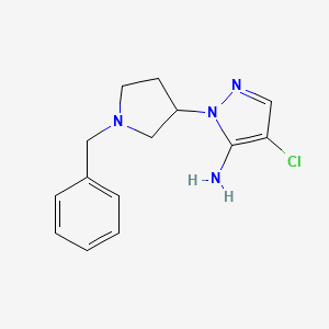 molecular formula C14H17ClN4 B1376672 1-(1-benzylpyrrolidin-3-yl)-4-chloro-1H-pyrazol-5-amine CAS No. 1285592-96-2