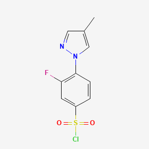 3-fluoro-4-(4-methyl-1H-pyrazol-1-yl)benzene-1-sulfonyl chloride