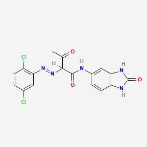 molecular formula C17H13Cl2N5O3 B13767126 Butanamide, 2-[(2,5-dichlorophenyl)azo]-N-(2,3-dihydro-2-oxo-1H-benzimidazol-5-yl)-3-oxo- CAS No. 56046-83-4