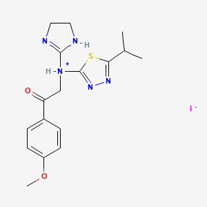 4,5-dihydro-1H-imidazol-2-yl-[2-(4-methoxyphenyl)-2-oxoethyl]-(5-propan-2-yl-1,3,4-thiadiazol-2-yl)azanium;iodide