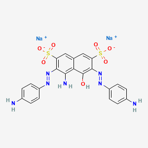 molecular formula C22H17N7Na2O7S2 B13767159 2,7-Naphthalenedisulfonic acid, 4-amino-3,6-bis((4-aminophenyl)azo)-5-hydroxy-, disodium salt CAS No. 72906-46-8