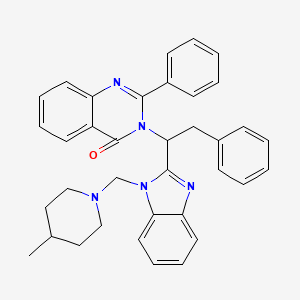 molecular formula C36H35N5O B13767185 4(3H)-Quinazolinone, 3-(1-(1-((4-methyl-1-piperidinyl)methyl)-1H-benzimidazol-2-yl)-2-phenylethyl)-2-phenyl- CAS No. 91045-33-9