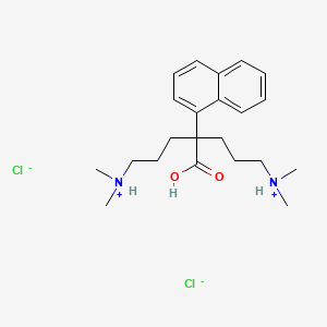 molecular formula C22H34Cl2N2O2 B13767208 1-Naphthaleneacetic acid, alpha,alpha-bis(3-(dimethylamino)propyl)-, dihydrochloride CAS No. 6394-76-9