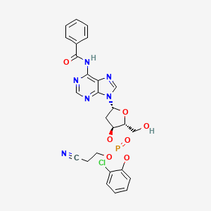 3'-Adenylic acid, N-benzoyl-2'-deoxy-, 2-chlorophenyl 2-cyanoethyl ester