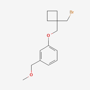 molecular formula C14H19BrO2 B1376741 1-{[1-(Bromomethyl)cyclobutyl]methoxy}-3-(methoxymethyl)benzene CAS No. 1423025-89-1