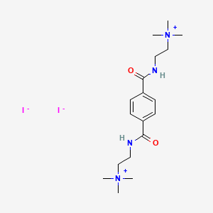 molecular formula C18H32I2N4O2 B13767413 Ammonium, terephthaloylbis(iminoethylene)bis(trimethyl-, diiodide CAS No. 62055-11-2