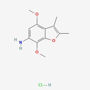 4,7-Dimethoxy-2,3-dimethyl-1-benzofuran-6-amine--hydrogen chloride (1/1)