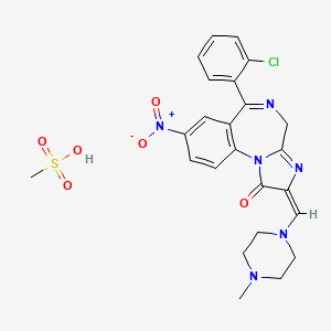 1H-Imidazo(1,2-a)(1,4)benzodiazepin-1-one, 6-(2-chlorophenyl)-2,4-dihydro-2-((4-methyl-1-piperazinyl)methylene)-8-nitro-, methanesulphonate