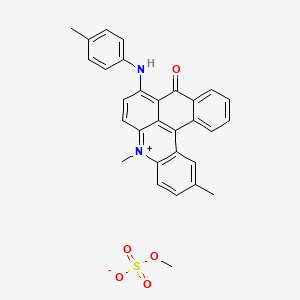 molecular formula C30H26N2O5S B13767846 2,5-Dimethyl-8-((4-methylphenyl)amino)-9-oxo-9H-naphth(3,2,1-kl)acridinium methyl sulphate CAS No. 72906-37-7