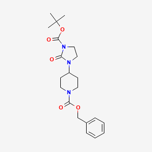 molecular formula C21H29N3O5 B1376788 Benzyl 4-{3-[(tert-butoxy)carbonyl]-2-oxoimidazolidin-1-yl}piperidine-1-carboxylate CAS No. 1312118-25-4