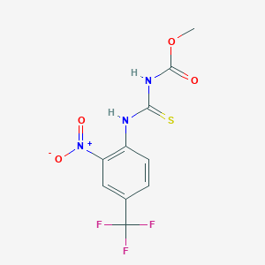 molecular formula C10H8F3N3O4S B137679 N-Methoxycarbonyl N'-2-nitro-4-trifluoromethylphenyl thiourea CAS No. 129625-34-9