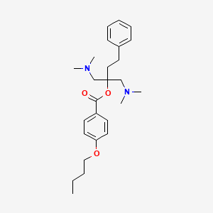 molecular formula C26H38N2O3 B13767901 Benzoic acid, 4-butoxy-, 1,1-bis((dimethylamino)methyl)-3-phenylpropyl ester CAS No. 78329-82-5